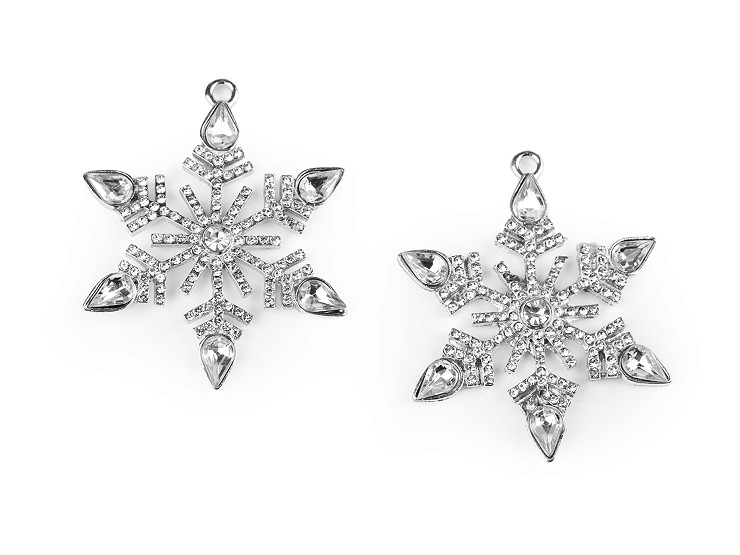 Snowflake pendant with rhinestones Ø48 mm