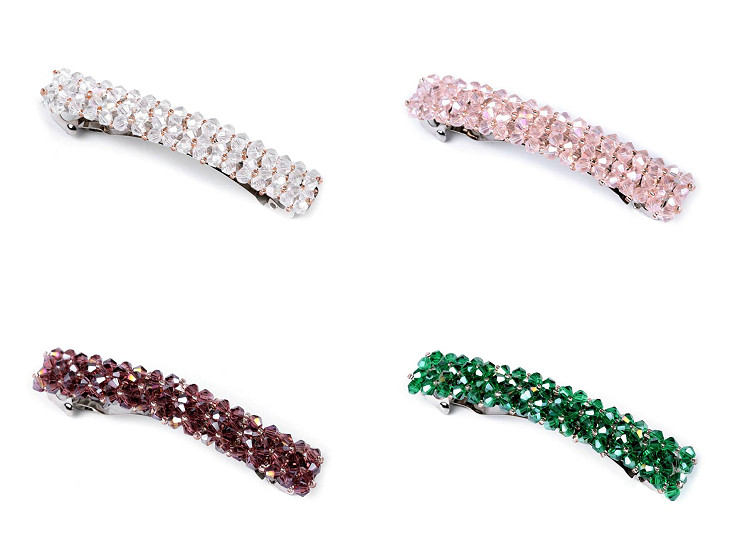 Francouzská spona do vlasů s broušenými korálky