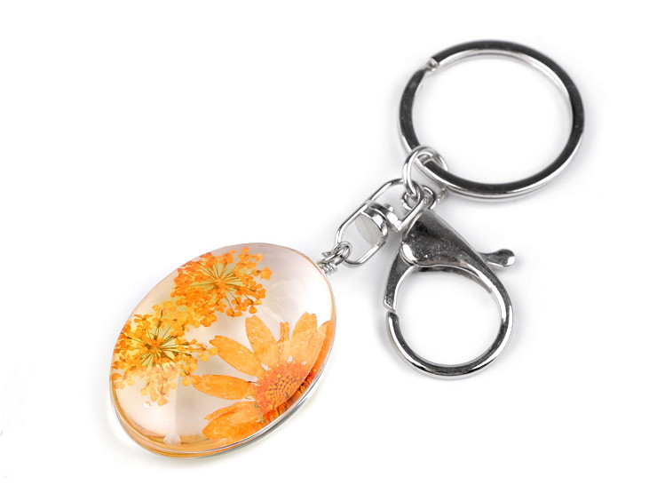 Schlüssel-/Handtaschenanhänger gepresste Blumen im Oval