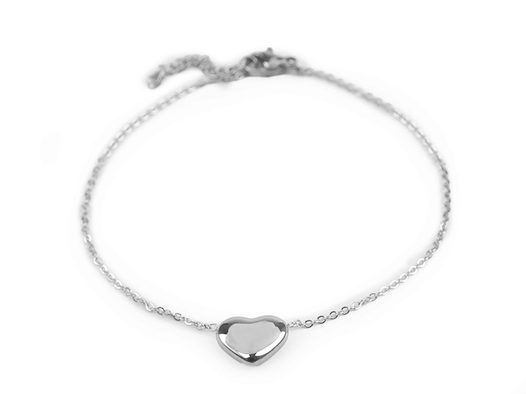 Bracciale in acciaio inossidabile, motivo: cuore, croce