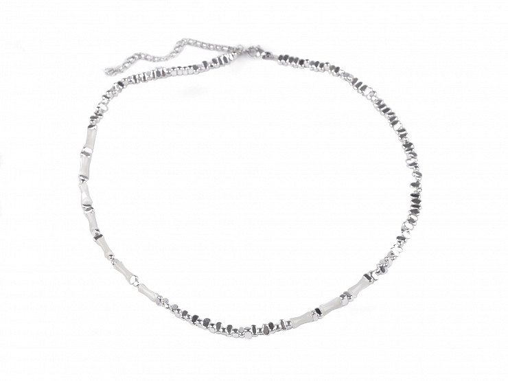 Halskette aus Edelstahl mit Perlen in Katzenaugenoptik