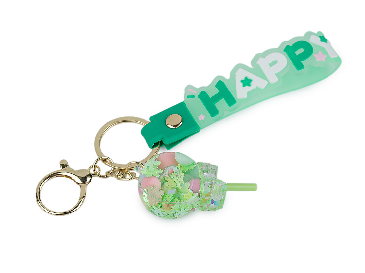 Přívěsek na batoh / klíče s tekutinou a glitry