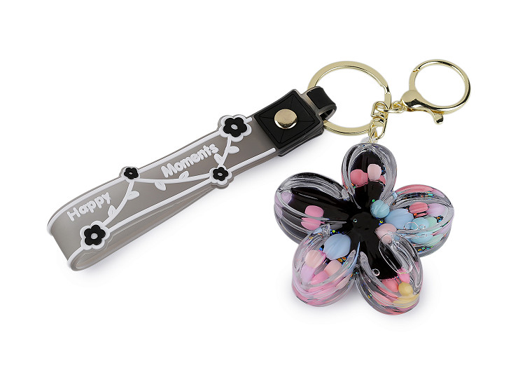 Přívěsek na batoh / klíče s tekutinou a glitry