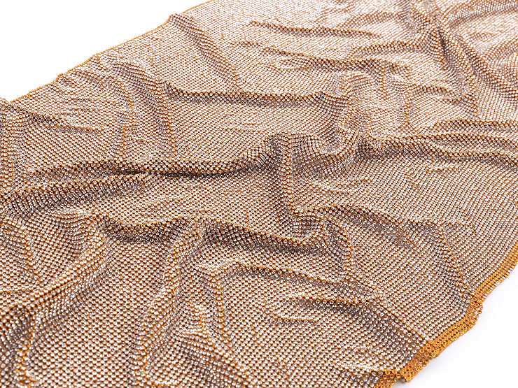 Tessuto Crystal Sparkle Strass oro, argento, dimensioni: 39 x 116 cm
