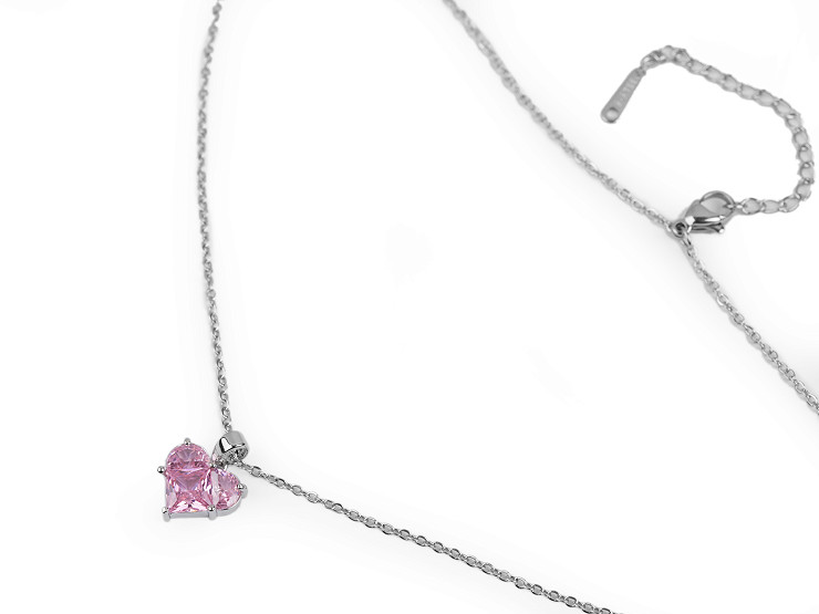 Stainless Steel Necklace with Rhinestones