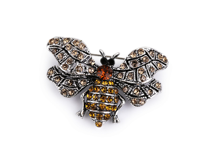 Brooch with Rhinestones - Honeybee