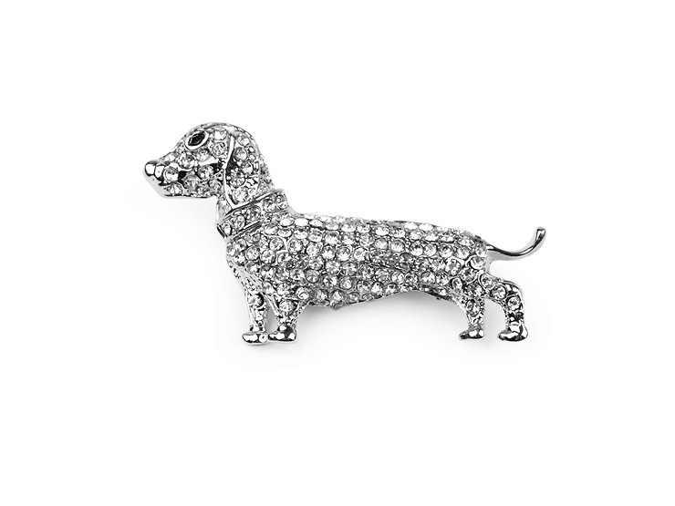 Broche avec strass - Lapin, Chien