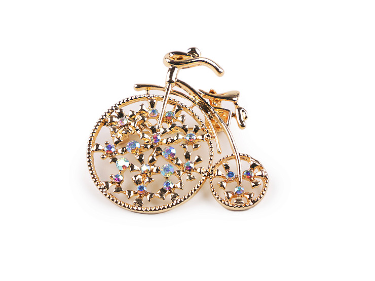 Brooch with Rhinestones - Bicycle