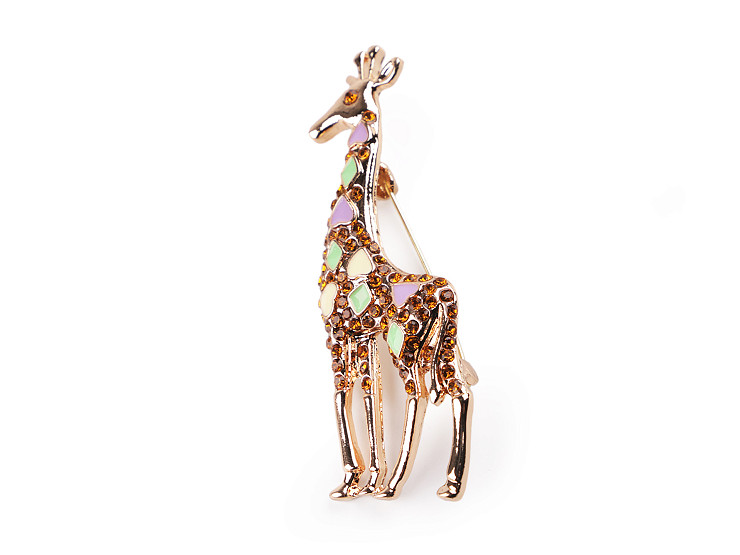 Brooch with Rhinestones - Giraffe