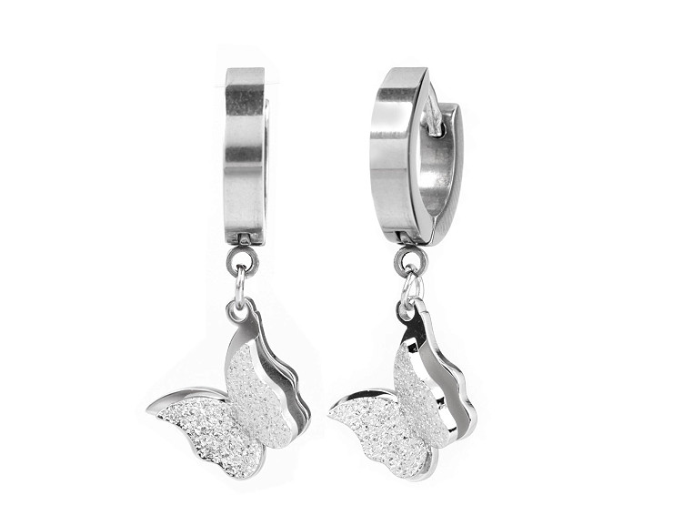 Stainless steel earrings, butterfly