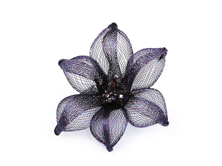 Broche métallique avec strass, Ø 7,5 cm