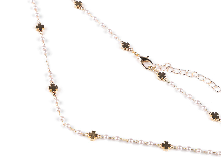 Halskette aus Edelstahl mit Glasperlen und Perlen