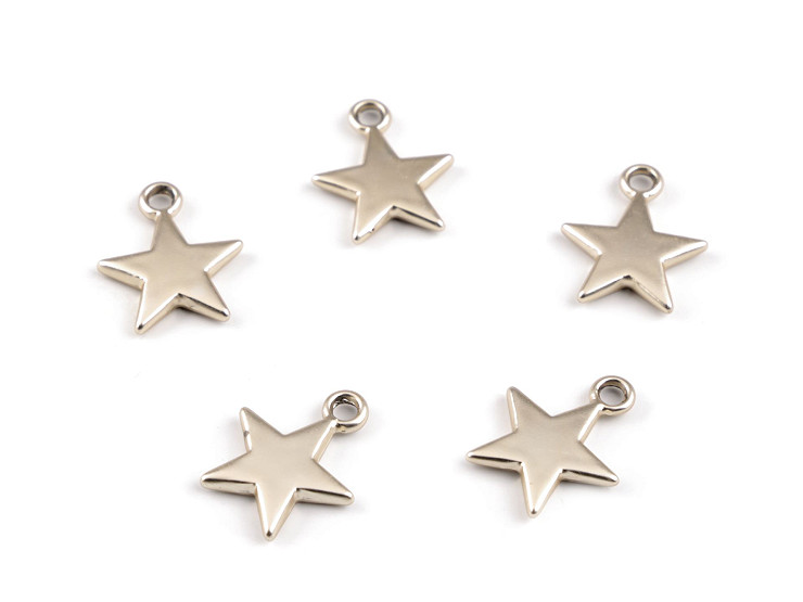 Metal charm pendant/zipper puller - heart, star