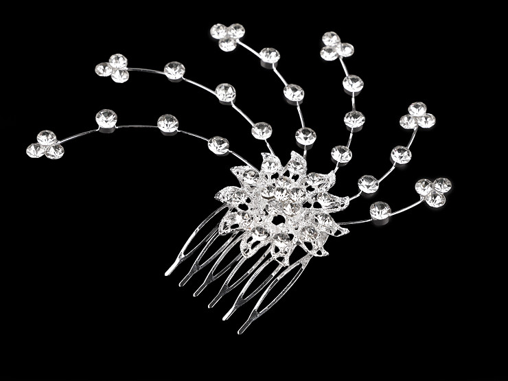 Hair comb with rhinestones hand made