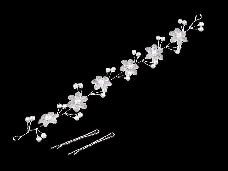 Schmuck mit Perlen/Haarreif mit Blumen