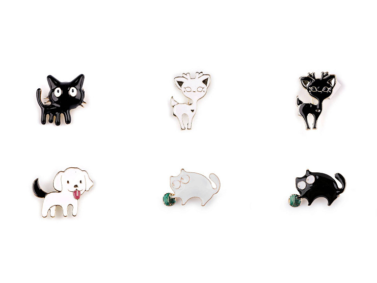 Brož kočka, pes, srnka