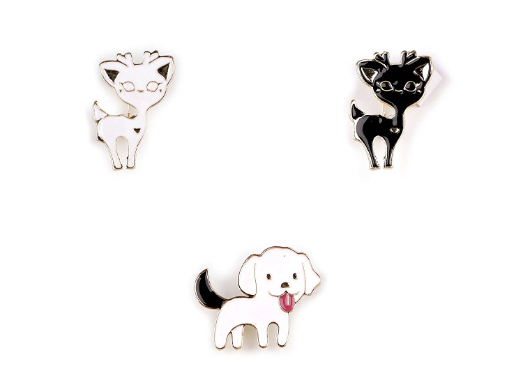 Brooch - cat, dog, doe