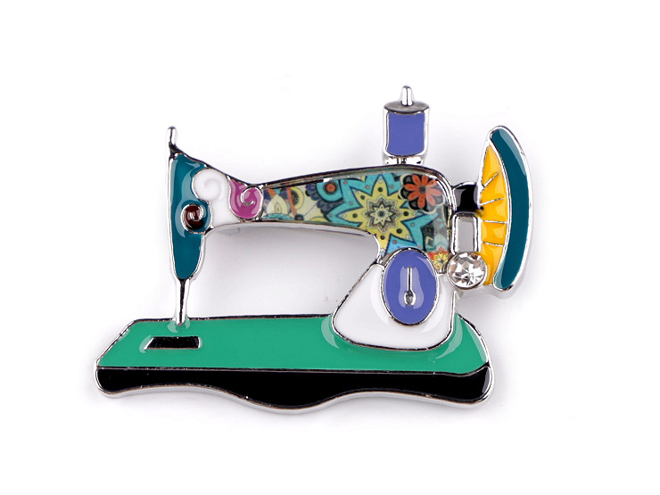 Metal brooch - sewing machine