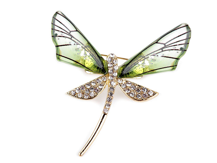 Brooch with rhinestones dragonfly, butterfly