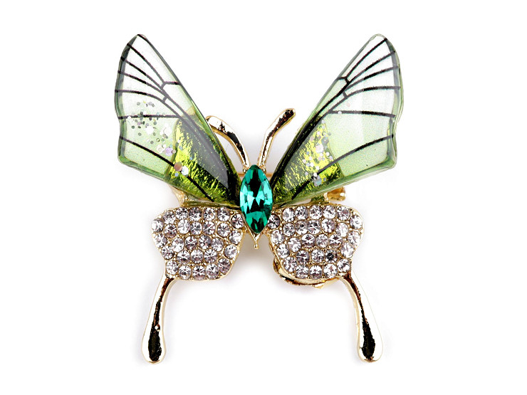 Brooch with rhinestones dragonfly, butterfly