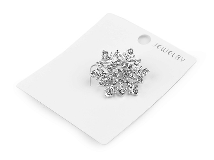 Broche Flocon De Neige Obsidiane - Strass Argent/clair - Épingle à Manteau - Neuf
