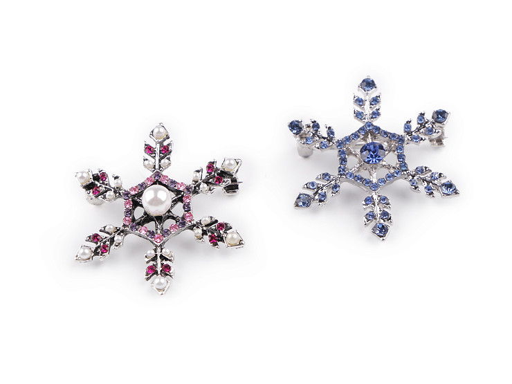 Brooch with rhinestones, snowflake