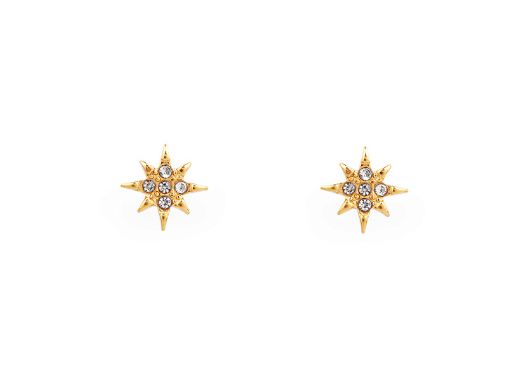 Stainless steel earrings with rihinestones, stars