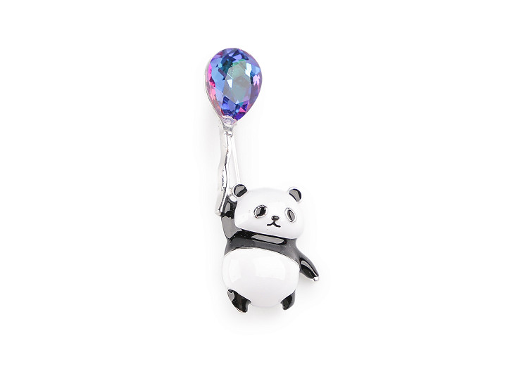 Brooch with rhinestone, panda