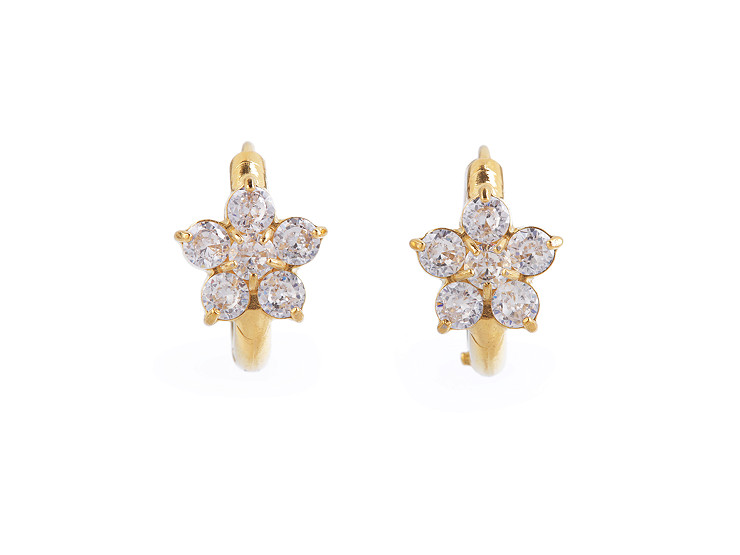 Stainless steel earrings with rhinestones, flower