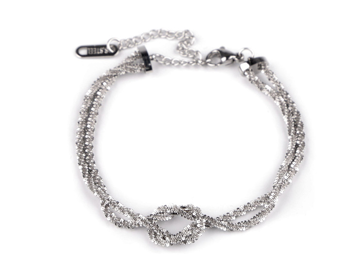 Bracelet double en acier inoxydable, avec nœud