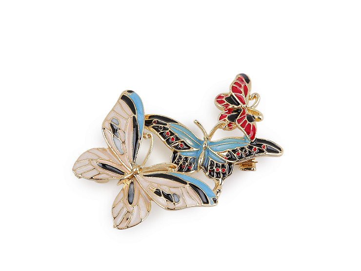 Brooch flower with honey bee, butterflies