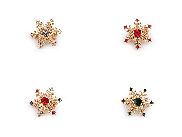 Καρφίτσα πέτου – χιονονιφάδα με στρας