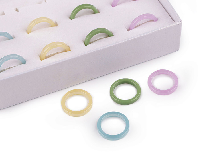 Set of plastic rings in a box