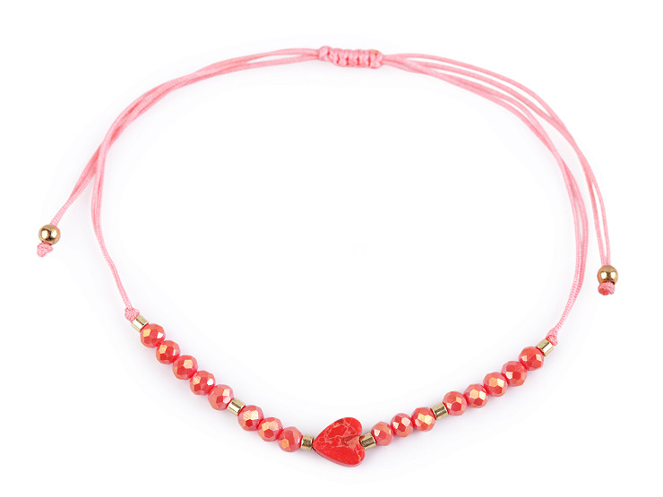 Náramok shamballa srdce a brúsené korálky s AB efektom
