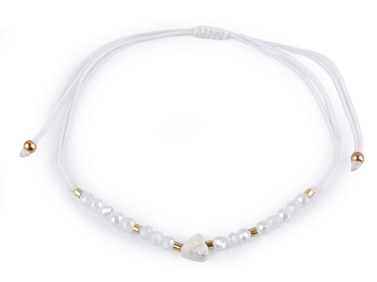 Shamballa-Armband mit Herz und geschliffenen Perlen mit AB-Effekt