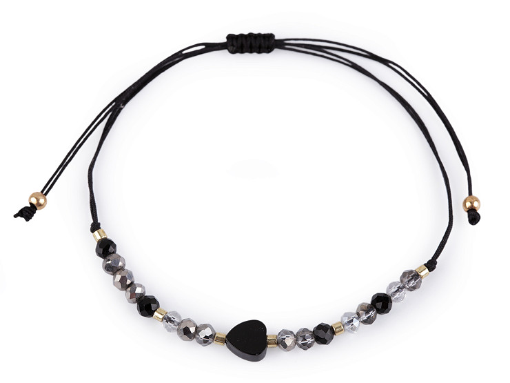 Náramok shamballa srdce a brúsené korálky s AB efektom