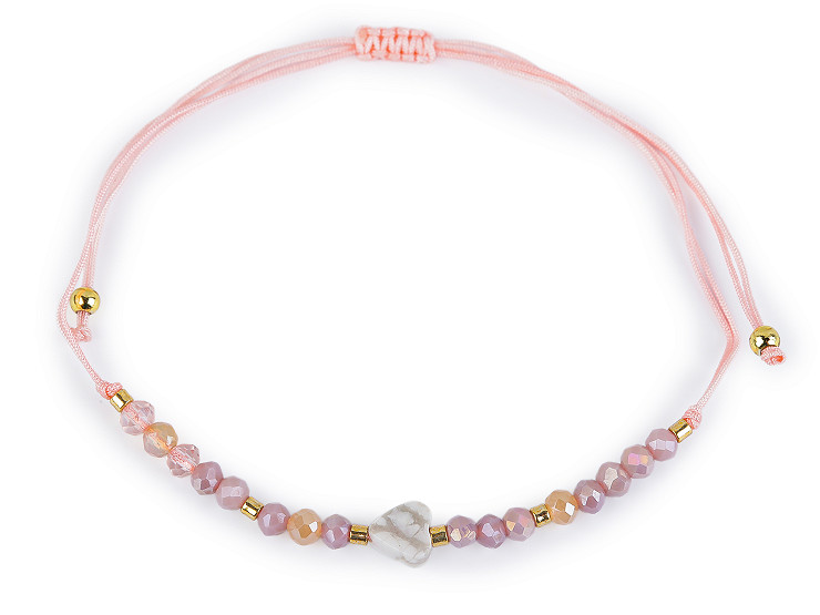 Shamballa bracelet with heart and cut beads with AB effect