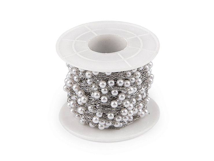 Řetízek z nerezové oceli perly Ø4 a 6 mm metráž