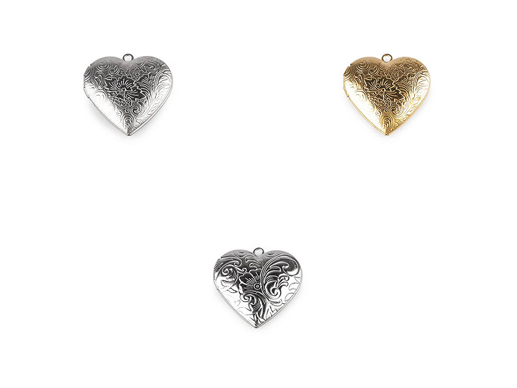 Madailónik roztvárací srdce zdobený Ø29 mm z nerezovej ocele