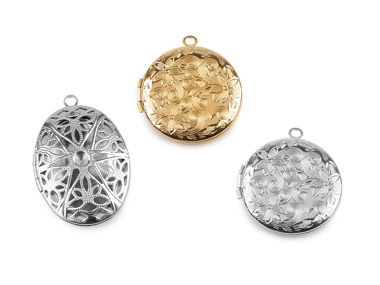 Medailónik roztvárací oválny, okrúhly zdobený z nerezovej ocele