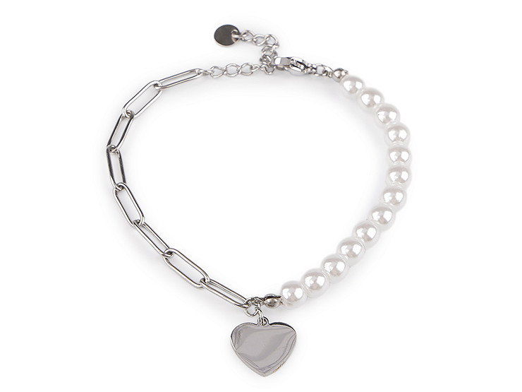 Bracciale in acciaio inossidabile, con perle