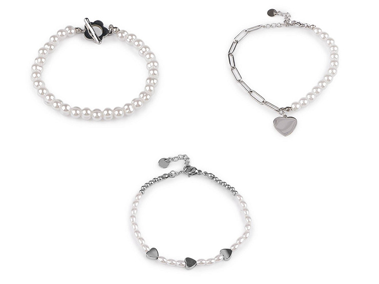 Bransoletka ze stali nierdzewnej perłowa 