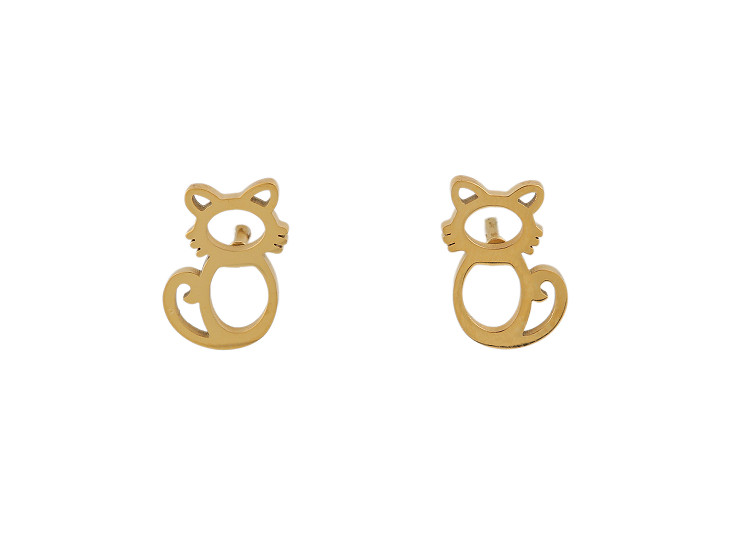 Boucles d’oreilles en acier inoxydable, Chat