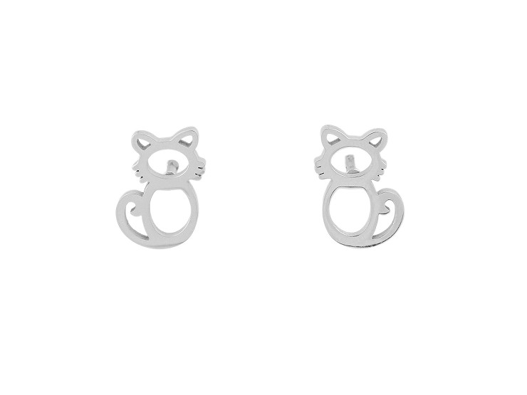 Boucles d’oreilles en acier inoxydable, Chat