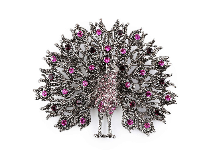 Brošňa s brúsenými kamienkami páv