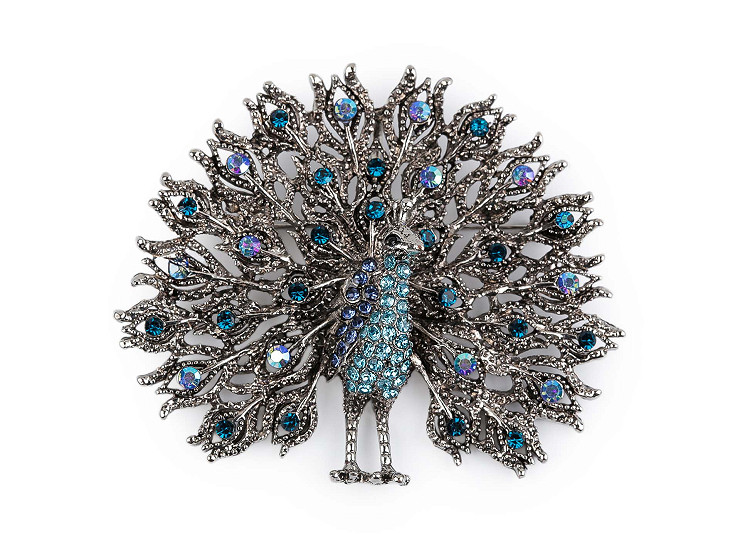 Brošňa s brúsenými kamienkami páv