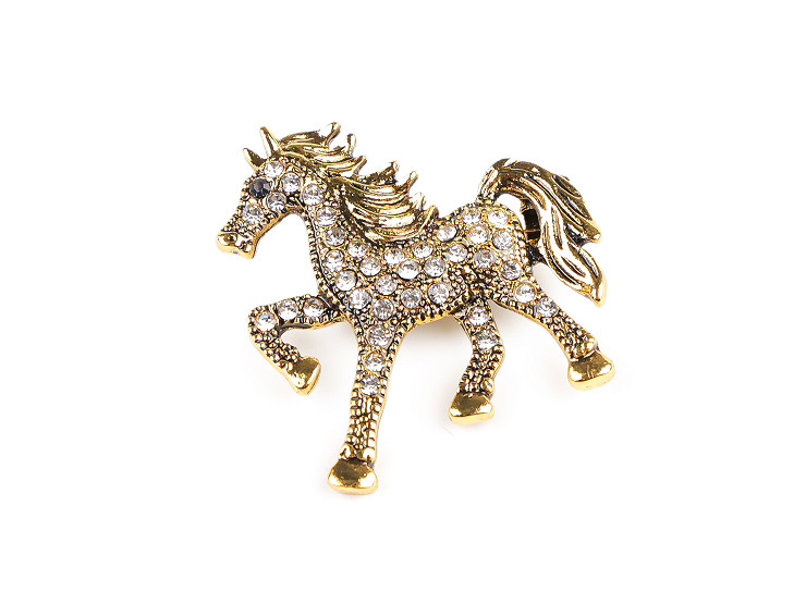 Brož s broušenými kamínky kůň