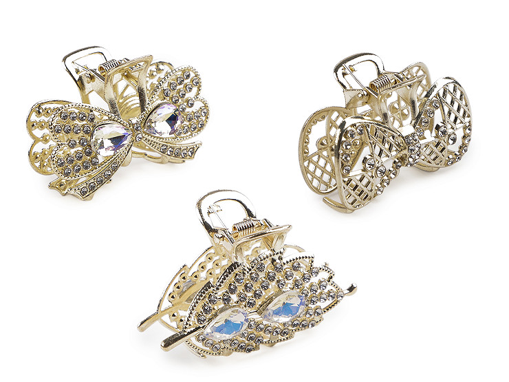 Kovový skřipec do vlasů s broušenými kamínky