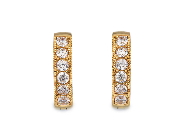 Náušnice z nerezové oceli kroužky s broušenými kamínky