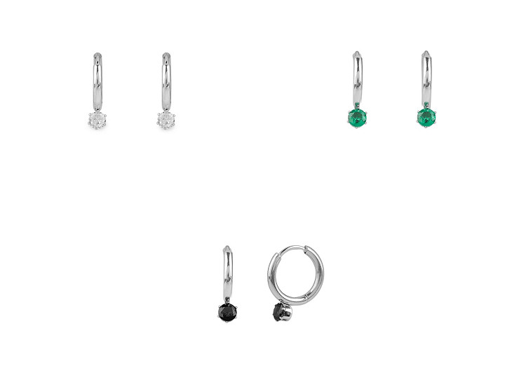 Stainless steel hoop earrings with rhinestone